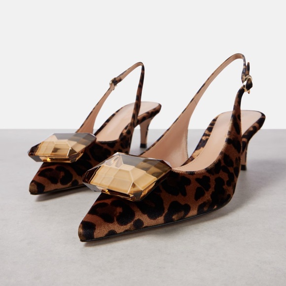 Gianvito Rossi Shoes - Gianvito Rossi Jaipur 55 leopard-print velvet slingback pumps